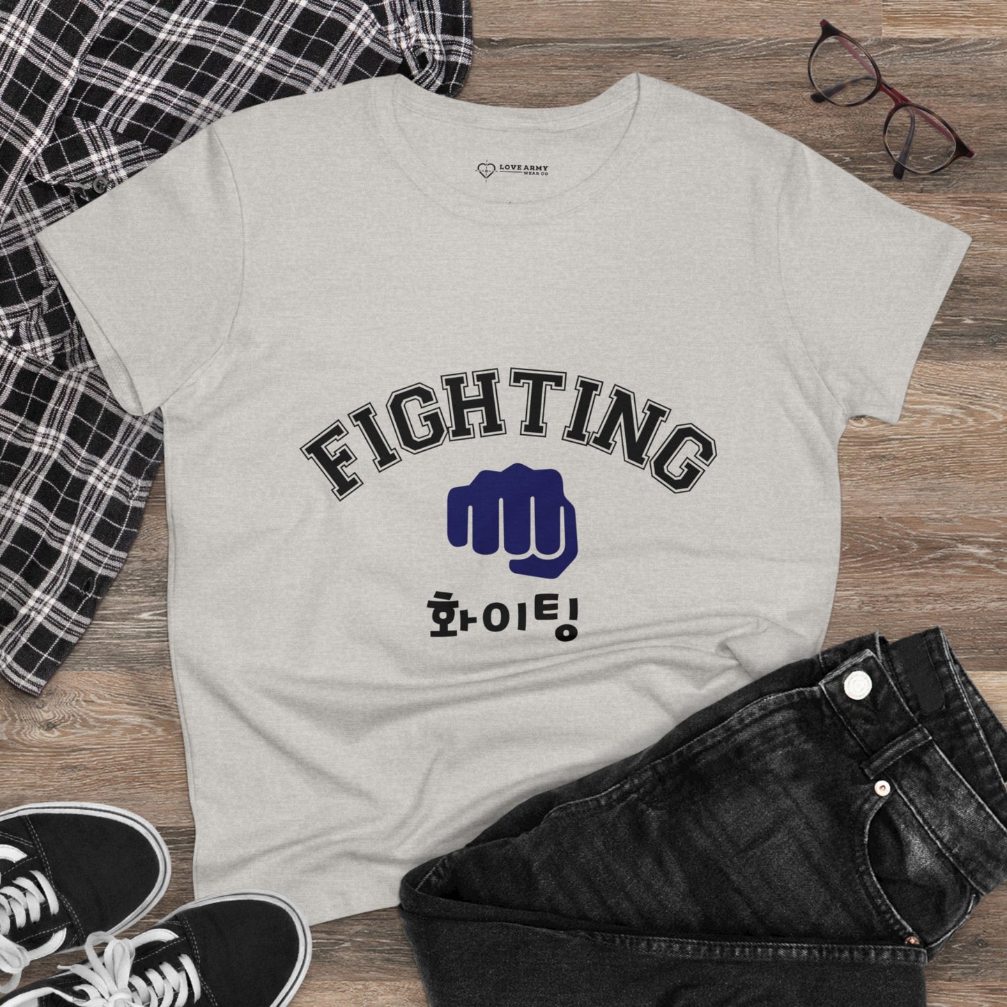 Fighting "Hwaiting" 👊 "화이팅" Tee - Ash