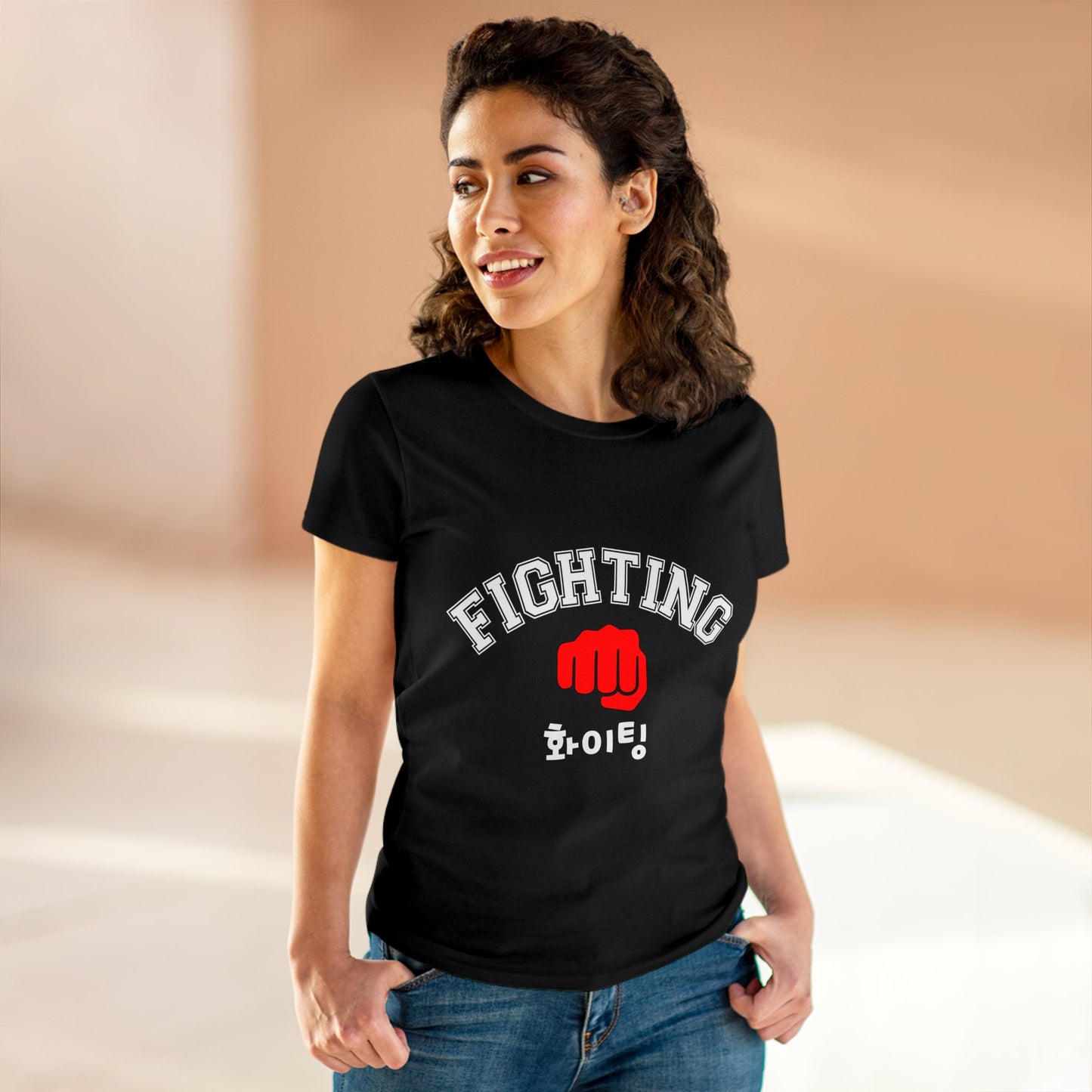 Fighting "Hwaiting" 👊 "화이팅" Tee - Black