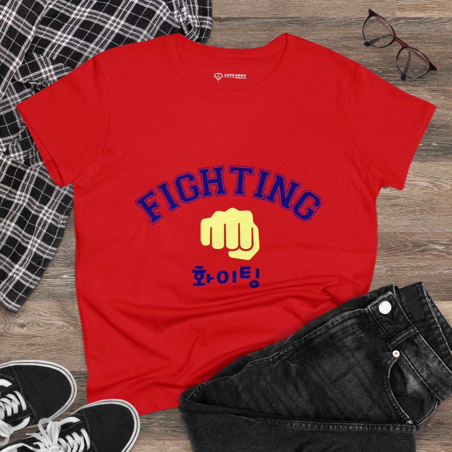 Fighting "Hwaiting" 👊 "화이팅" Tee - Red