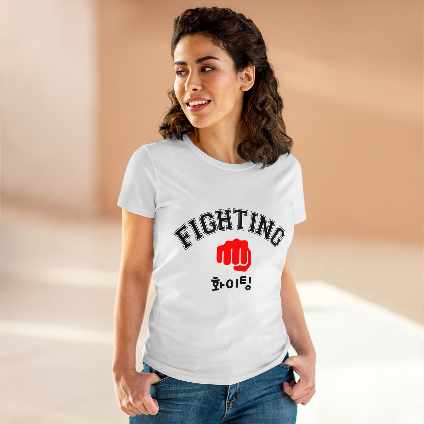 Fighting "Hwaiting" 👊 "화이팅" Tee - White