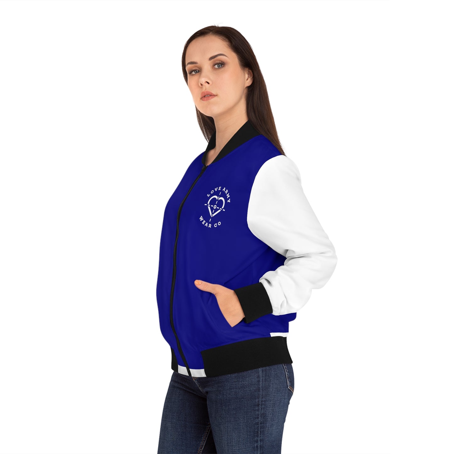 Varsity "Fighting" Bomber Jacket - Navy Blue