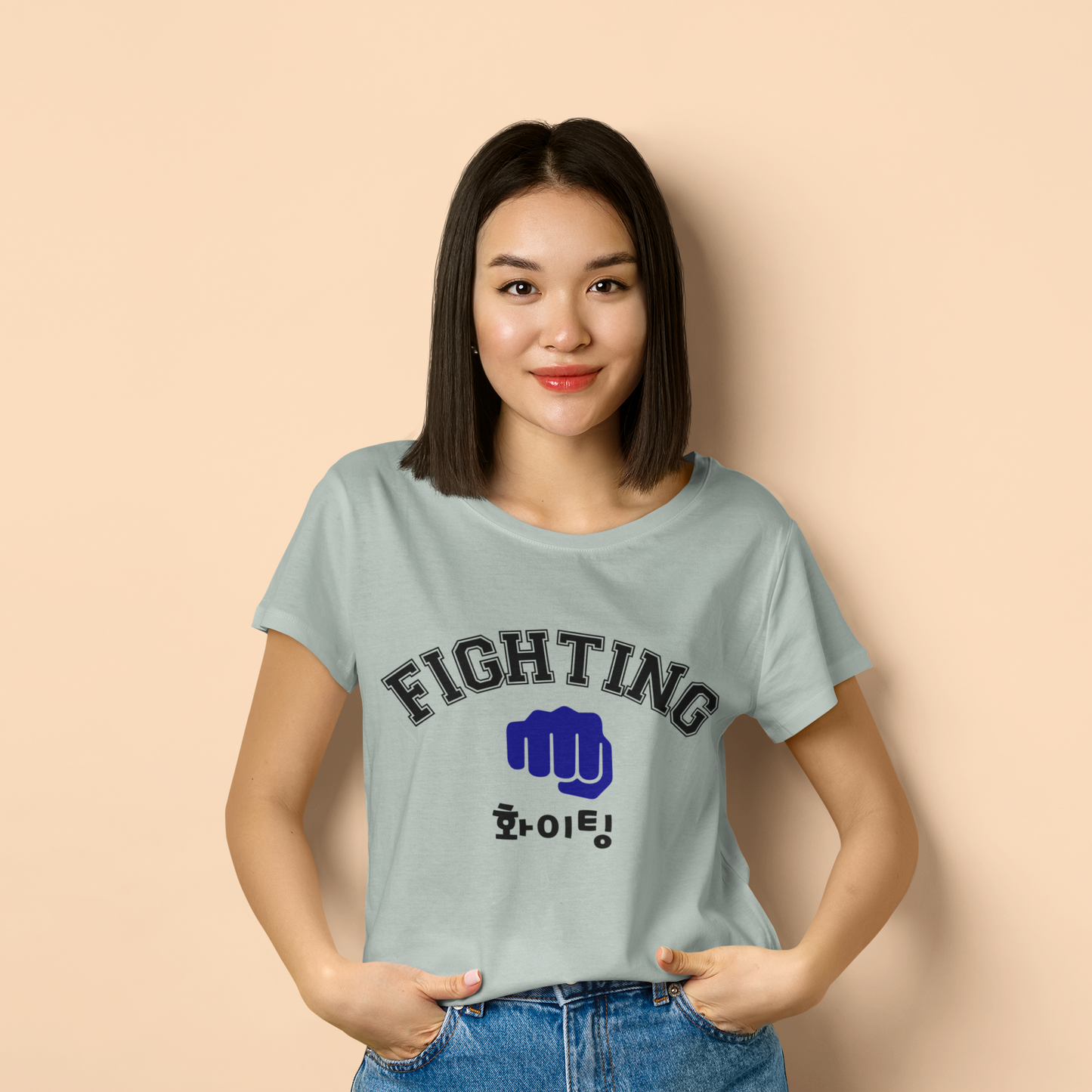 Fighting "Hwaiting" 👊 "화이팅" Tee - Ash